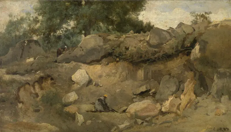 Der Steinbruch Chaise-Marie bei Fontainebleau von Jean-Baptiste-Camille Corot