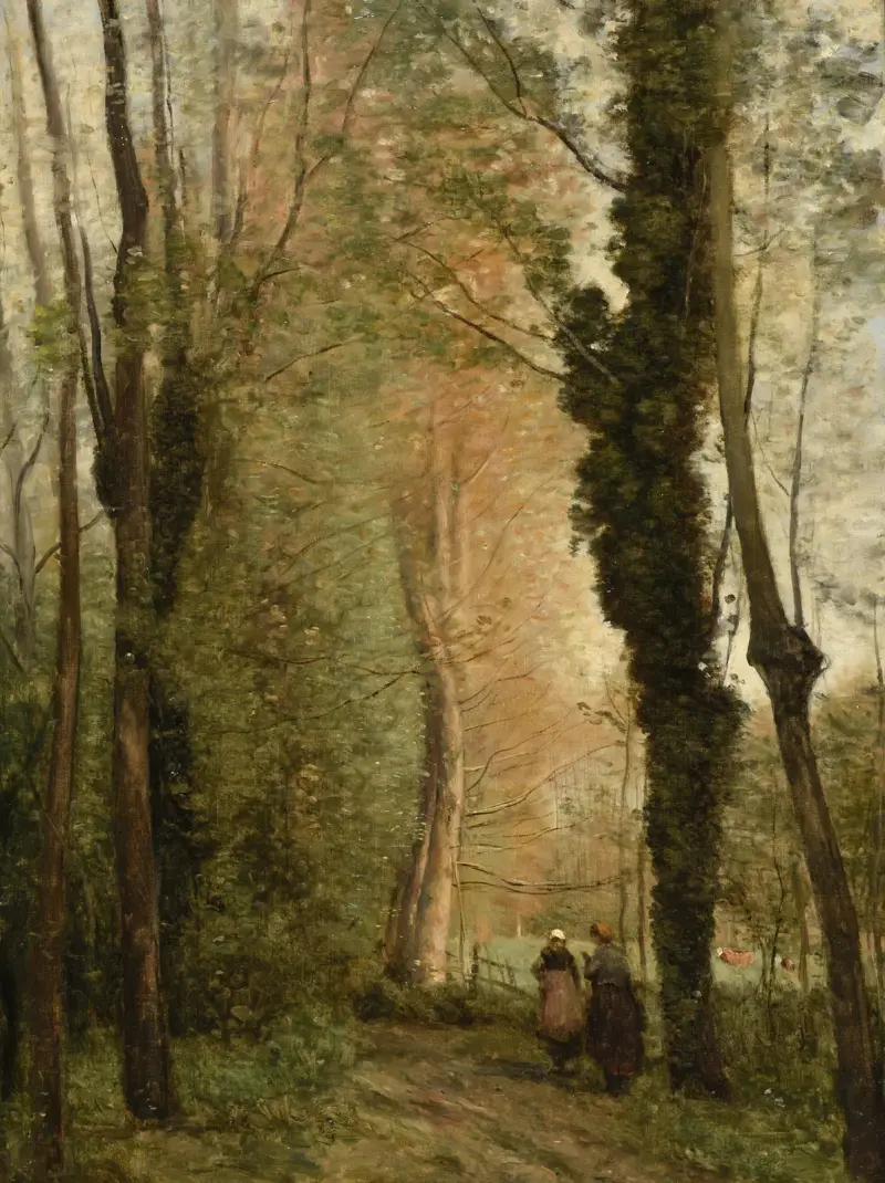 En väg under träden om våren av Jean-Baptiste-Camille Corot