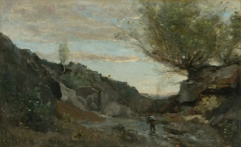 En fors från Abruzzerna av Jean-Baptiste-Camille Corot
