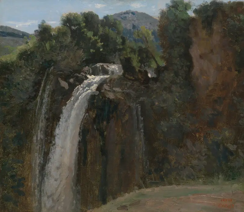 Waterfall at Terni av Jean-Baptiste-Camille Corot