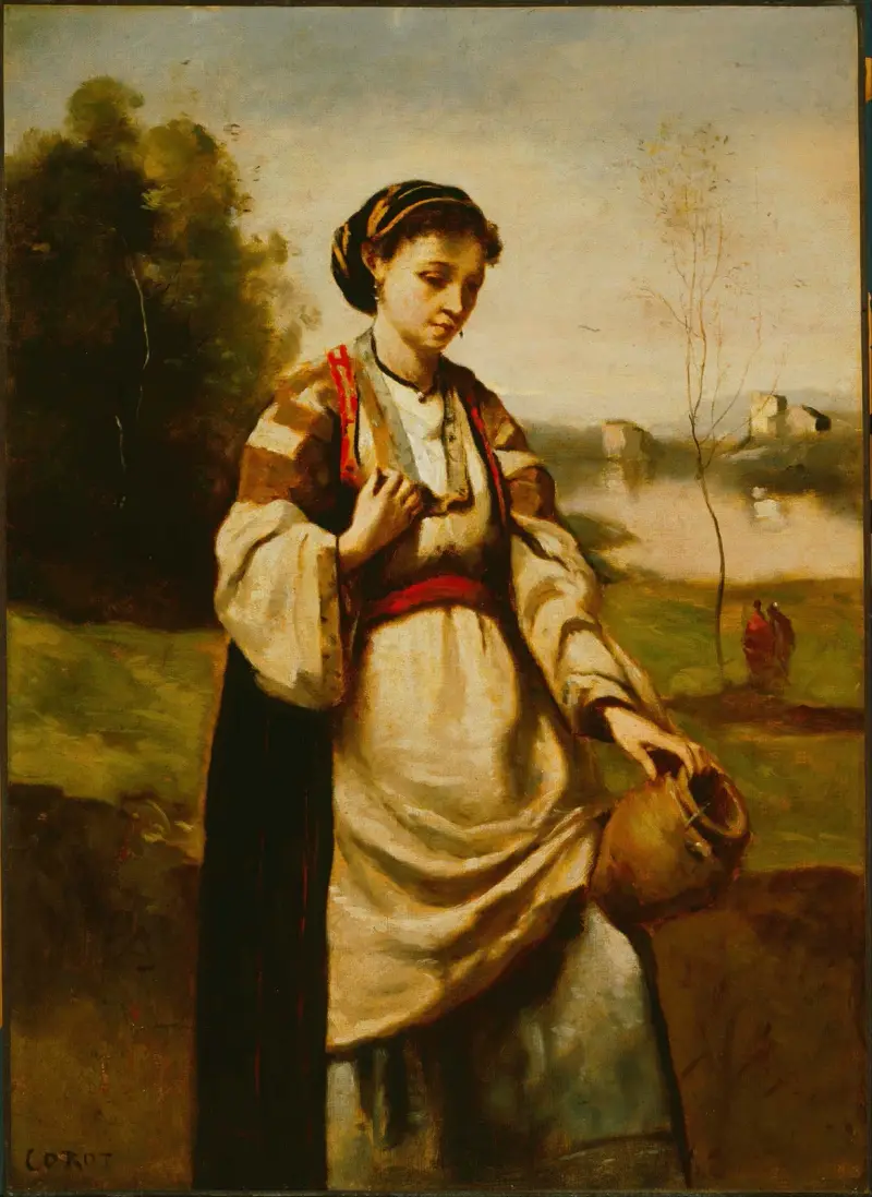 Kvinna med vattenkruka av Jean-Baptiste-Camille Corot