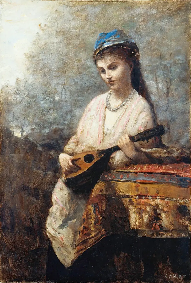 Junge Frau mit Mandoline von Jean-Baptiste-Camille Corot