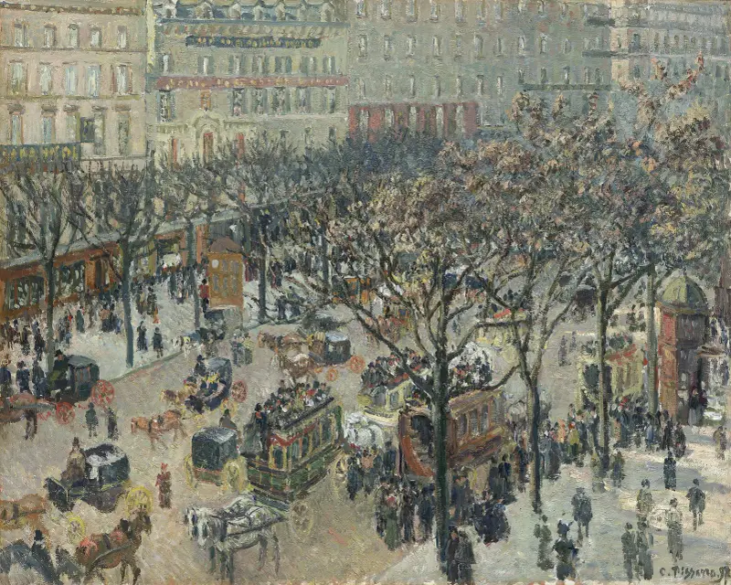 Boulevard des Italiens i morgonljus av Camille Pissarro