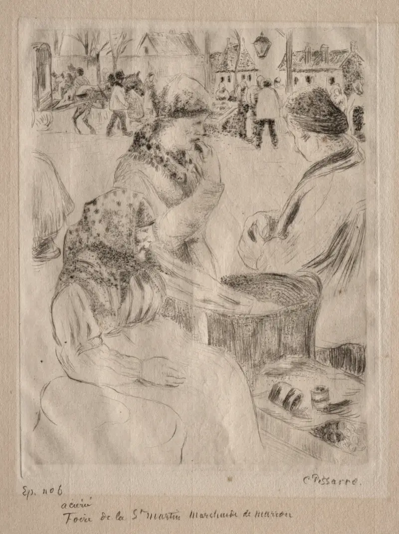 Chestnut Vendor av Camille Pissarro