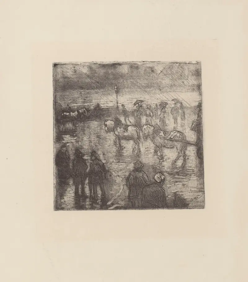 Regn vid Place de la République, Rouen av Camille Pissarro