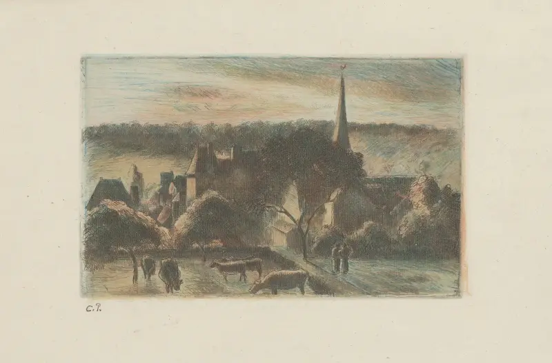 Kyrka och gård i Éragny – nr 1 av Camille Pissarro