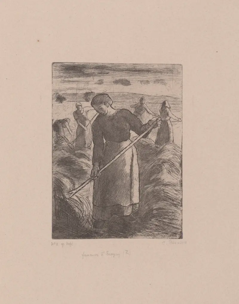 Höräfserskor i Éragny av Camille Pissarro