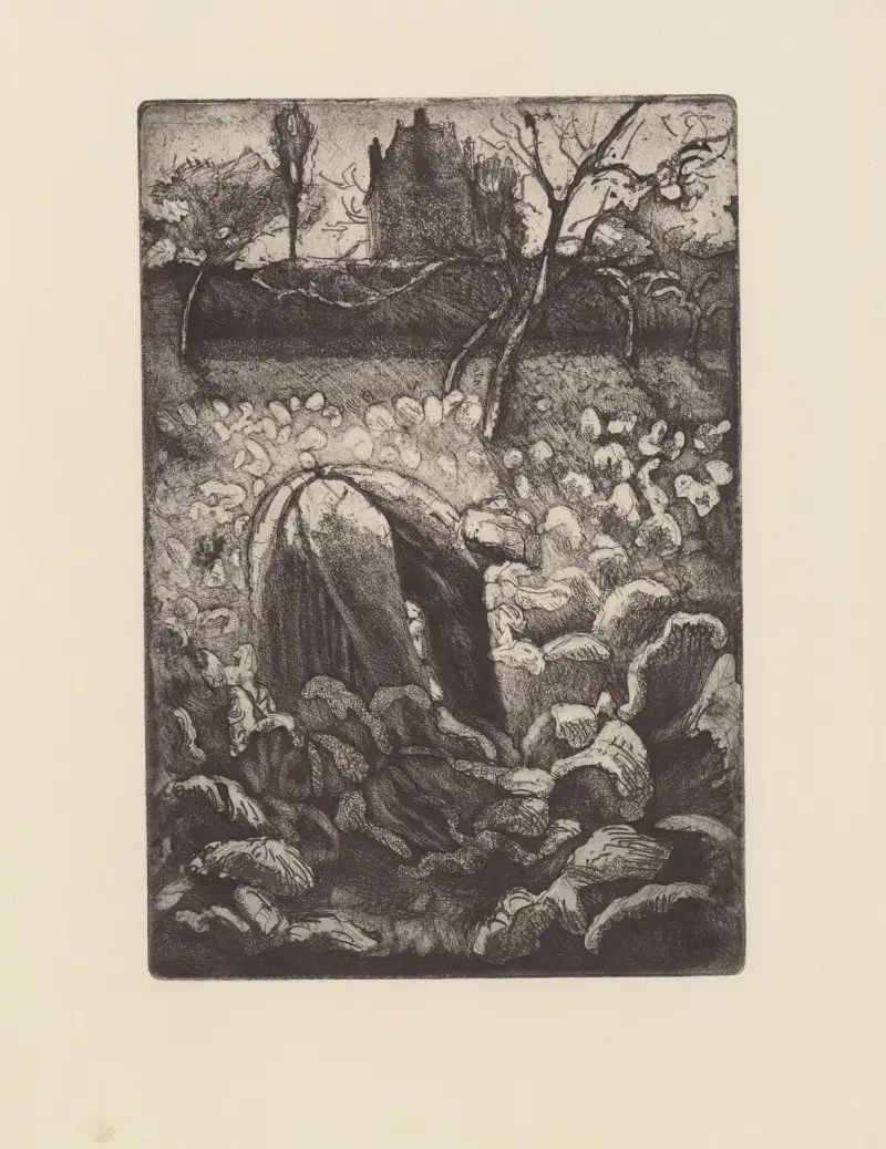 Kvinna i en köksträdgård av Camille Pissarro
