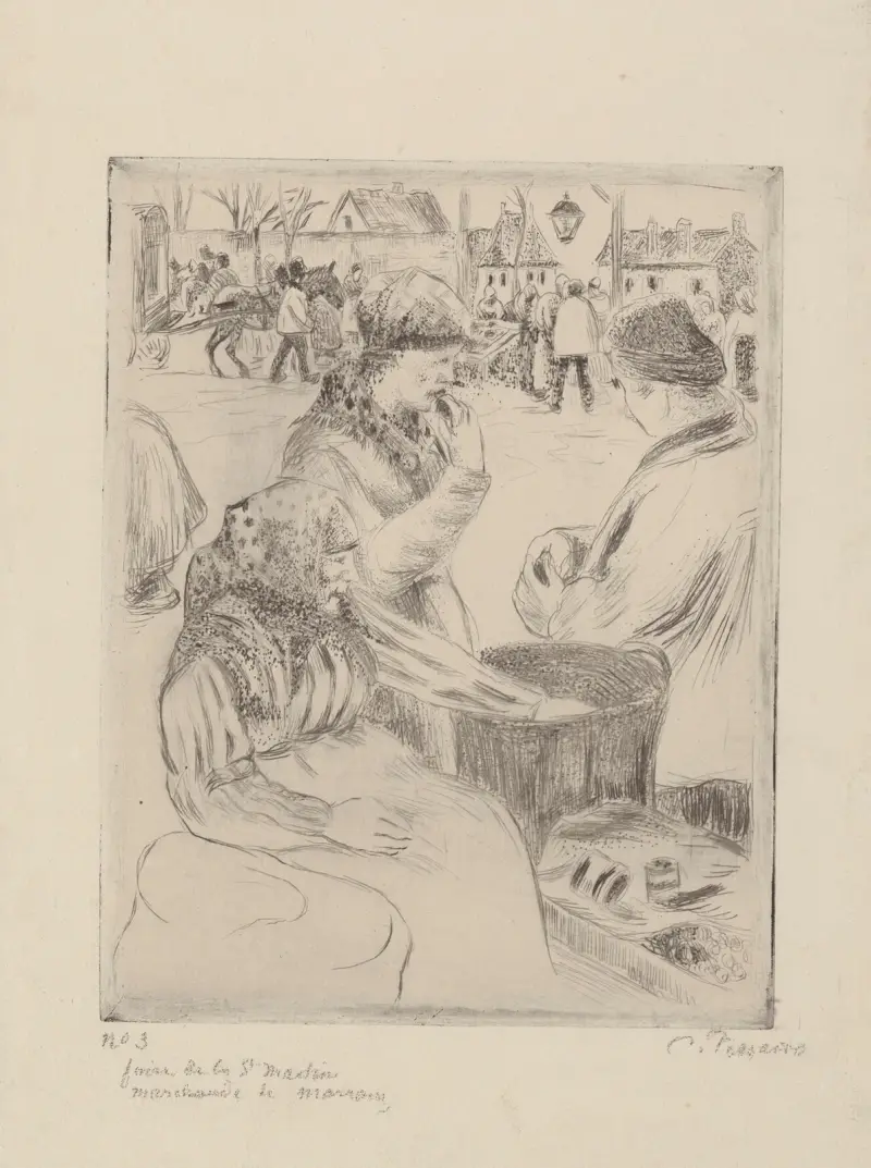 Sankt-Martins-Jahrmarkt, Maronenverkäuferin von Camille Pissarro