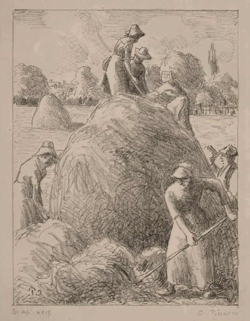 Höskördarna i Eragny av Camille Pissarro