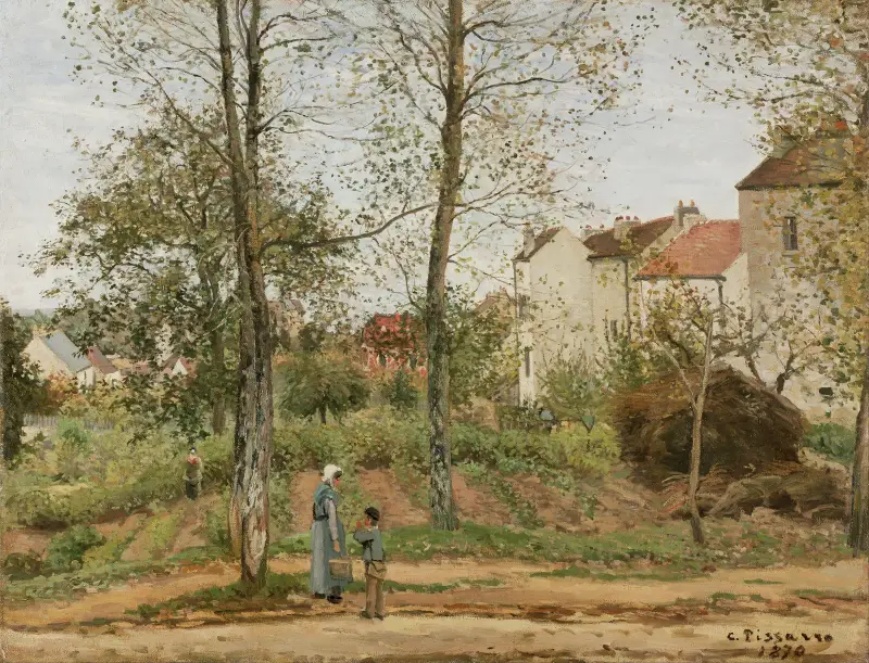Hus i Bougival (höst) av Camille Pissarro