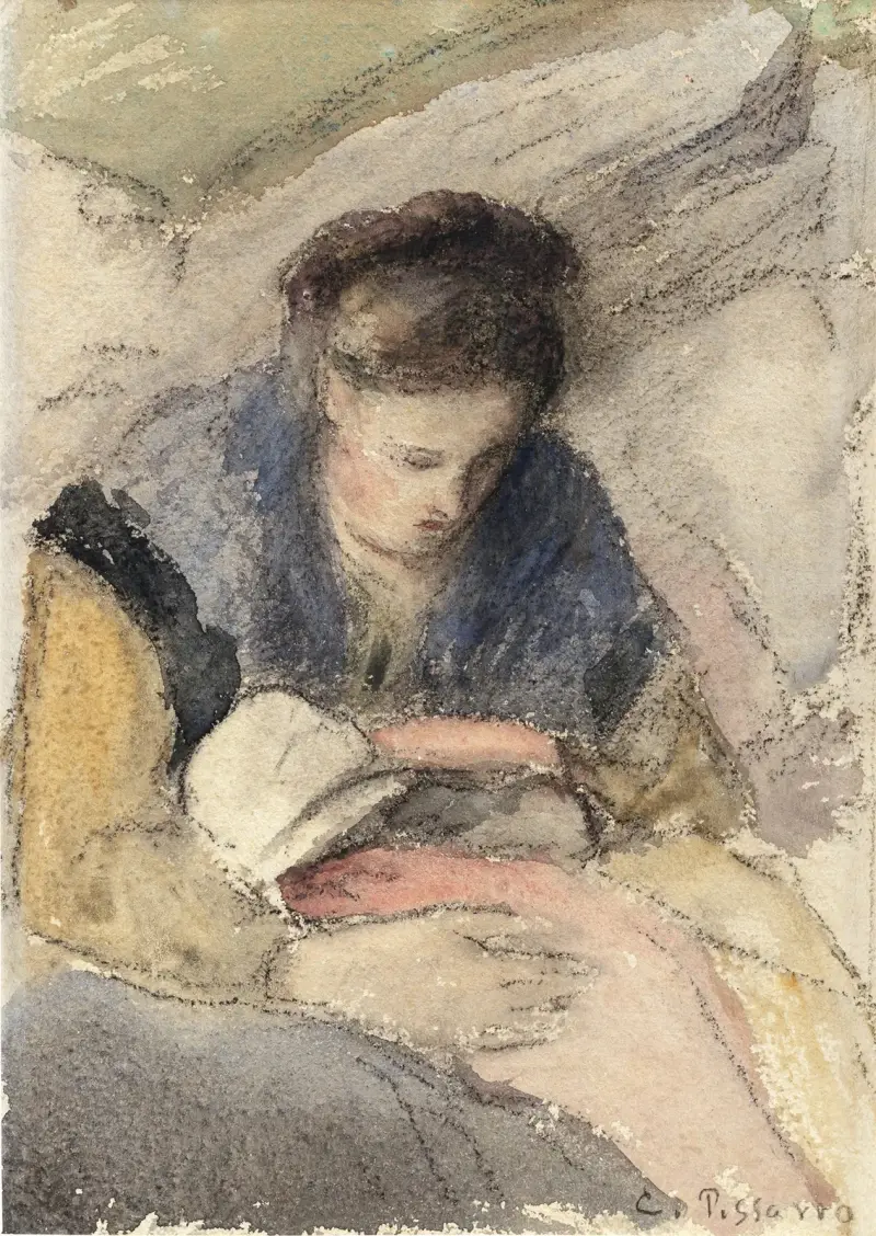 Ung kvinna som syr av Camille Pissarro