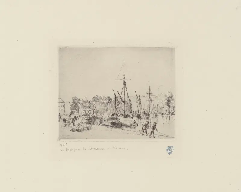 Hamnen vid tullhuset i Rouen av Camille Pissarro