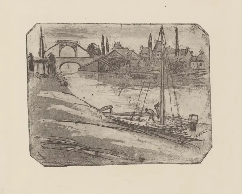 Les berges à Rouen av Camille Pissarro
