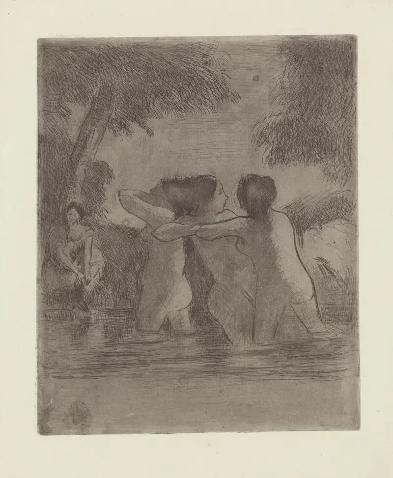 Les quatre baigneuses av Camille Pissarro