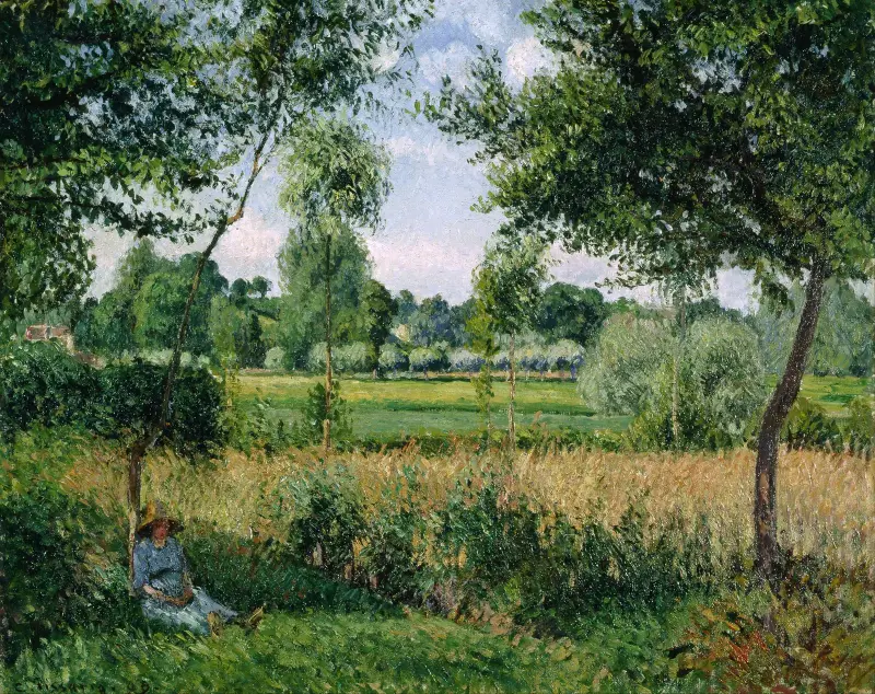 Morgonljus i Eragny av Camille Pissarro