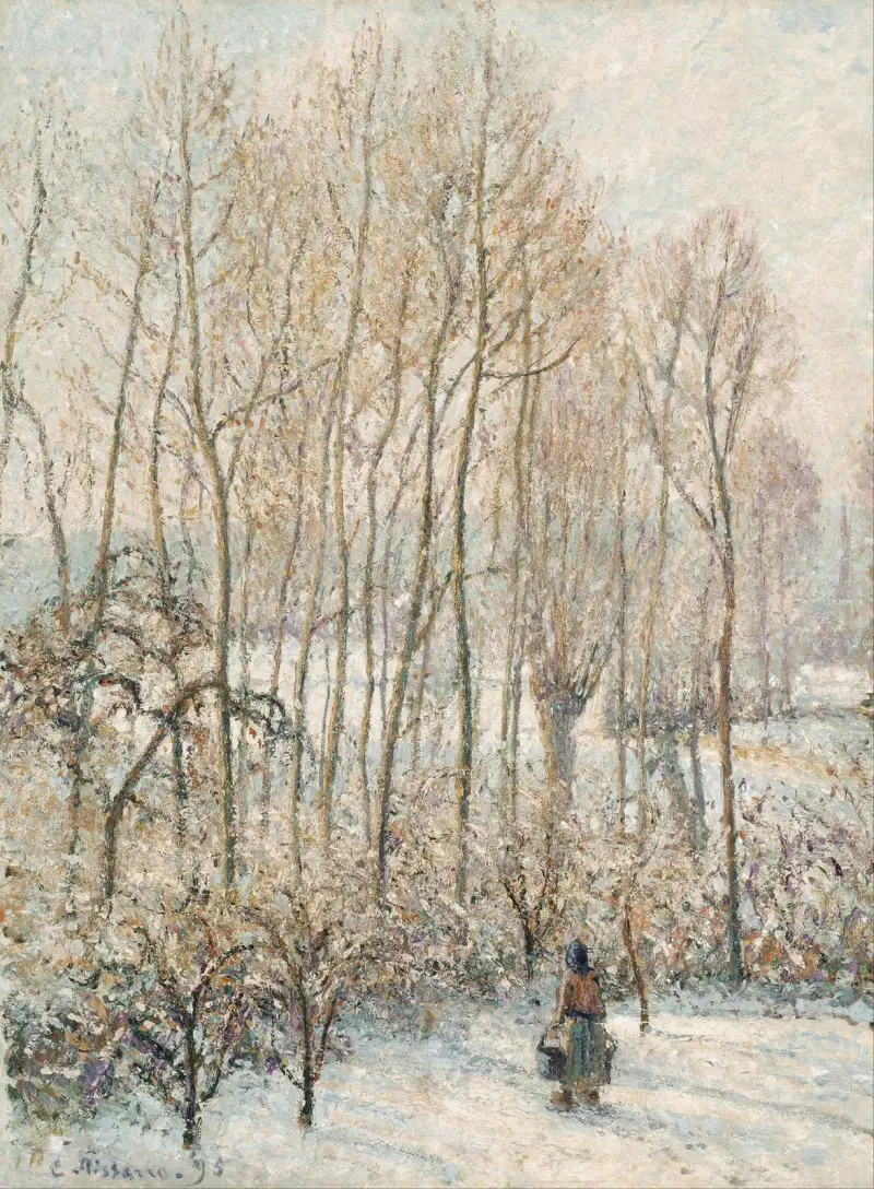 Morgensonne auf dem Schnee, Eragny-sur-Epte von Camille Pissarro