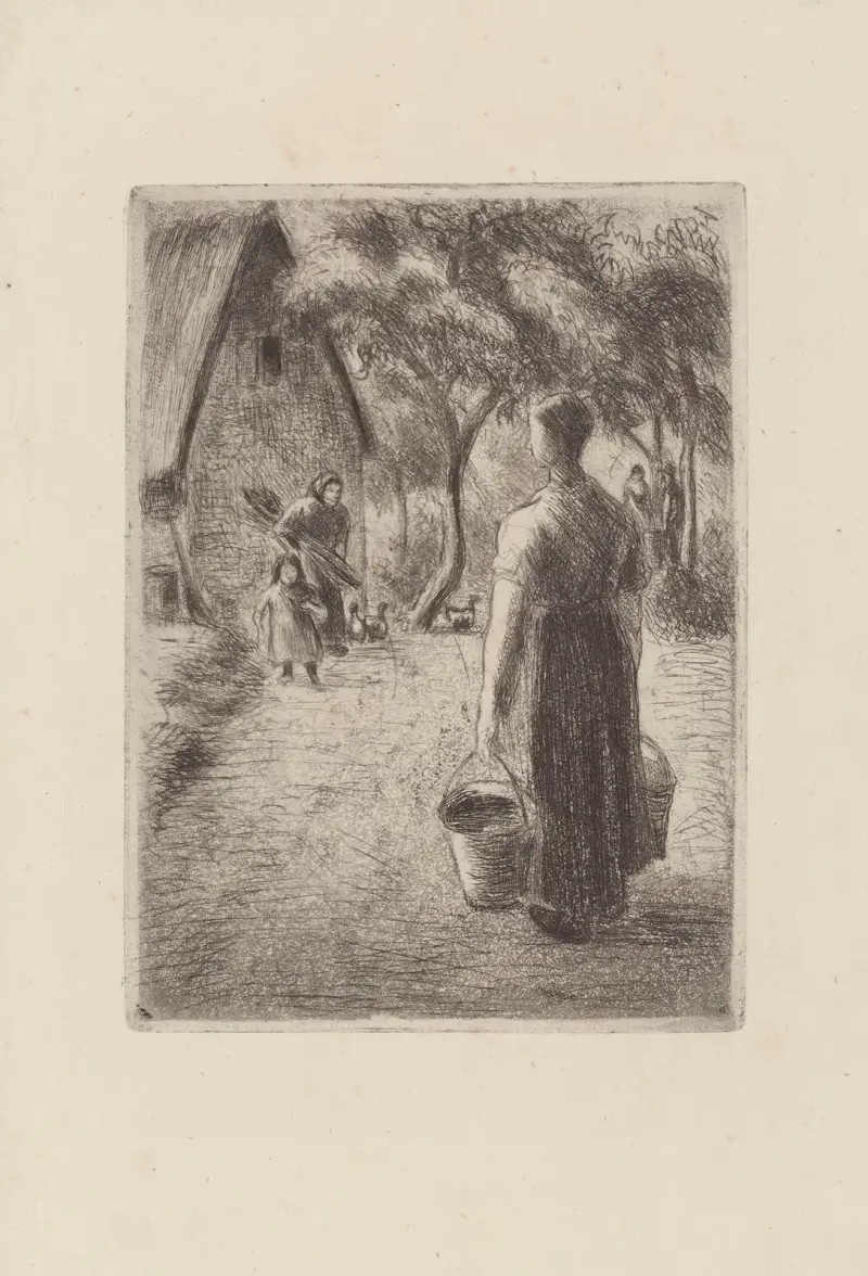 Bondekvinna med hinkar av Camille Pissarro