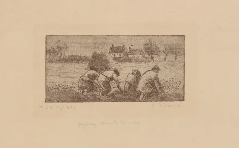 Bönder på fälten av Camille Pissarro