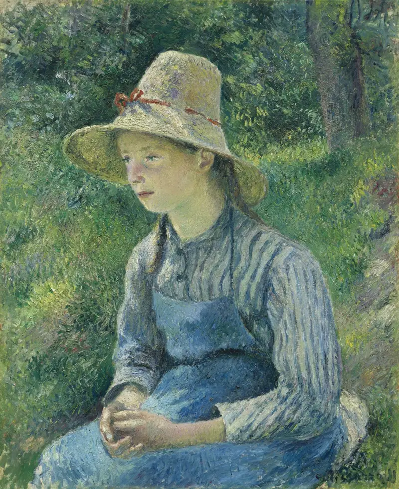 Bauernmädchen mit Strohhut von Camille Pissarro