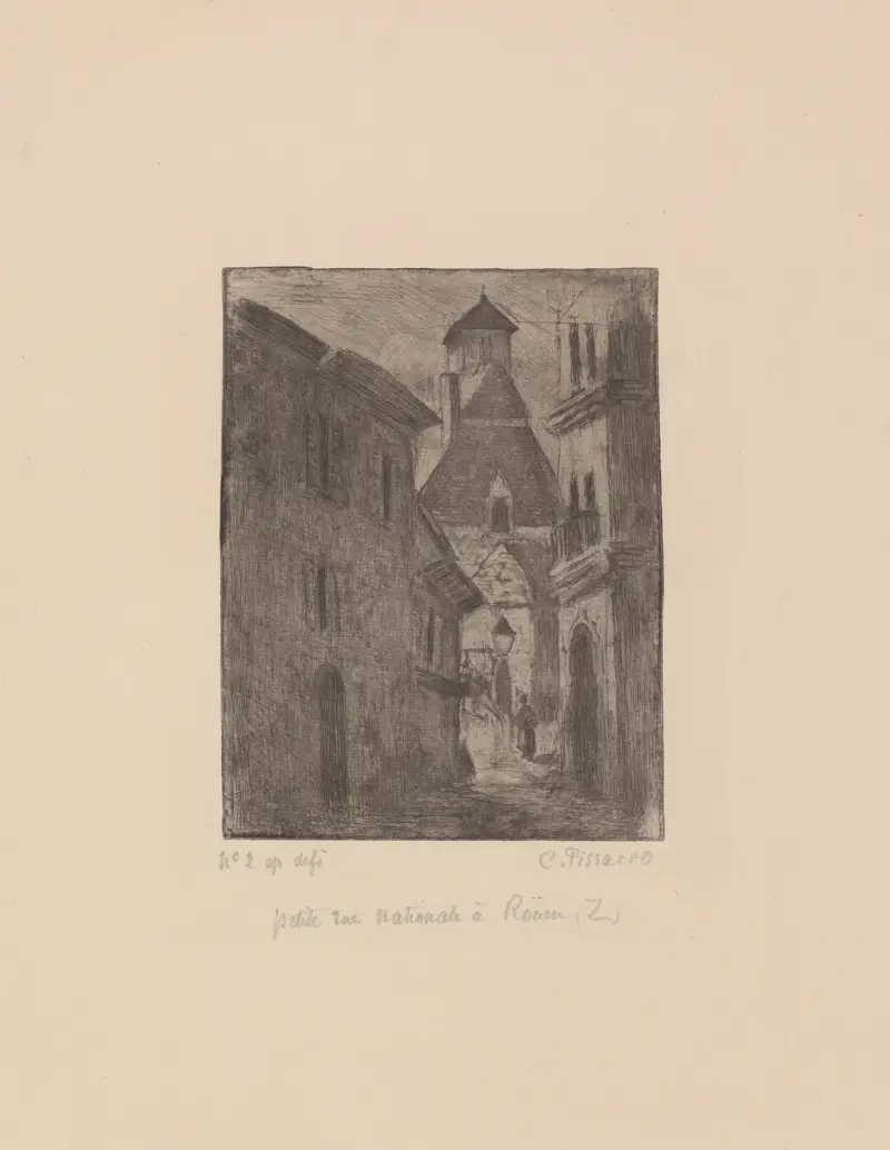 Lilla rue Nationale i Rouen av Camille Pissarro