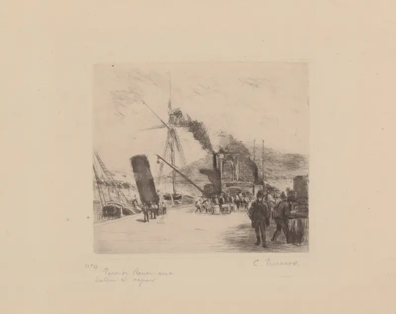 Hafen von Rouen mit Dampfschiff von Camille Pissarro