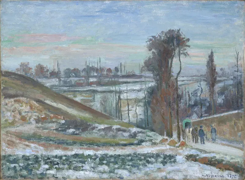 Schneelandschaft bei l’Hermitage von Camille Pissarro