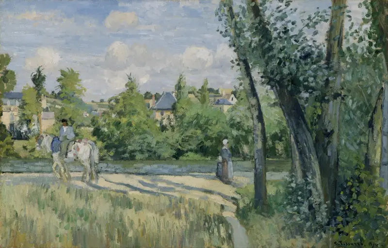 Sonnenlicht auf der Straße, Pontoise von Camille Pissarro