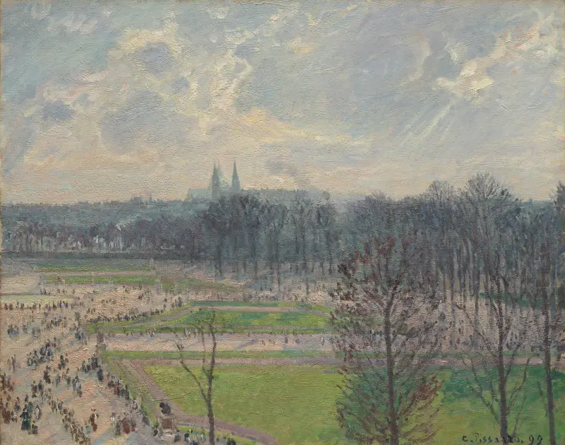 Tuileriernas trädgård en vintereftermiddag av Camille Pissarro