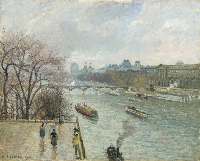 Der Louvre, nachmittags bei Regenwetter von Camille Pissarro