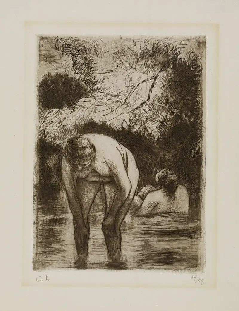 The Two Bathers av Camille Pissarro