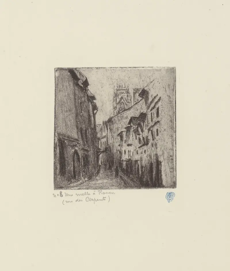 En gränd i Rouen (rue des Arpents) av Camille Pissarro