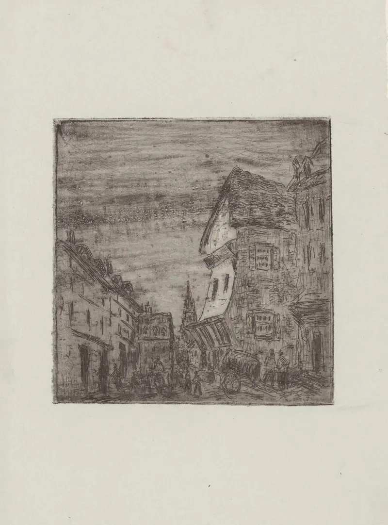 Gammal gata i Rouen, rue Malpalue, 1883 – nr 2 av Camille Pissarro