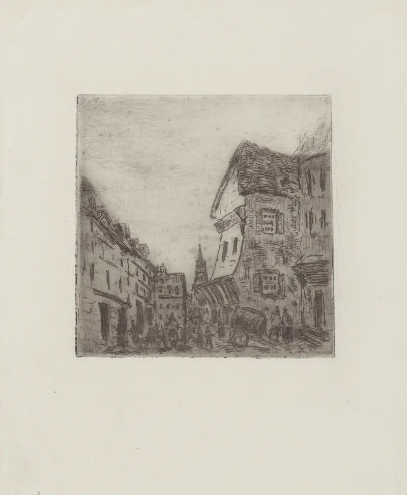 Gammal gata i Rouen, rue Malpalue, 1883 – nr 1 av Camille Pissarro