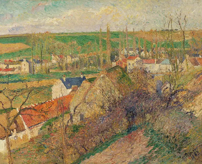 Vy över byn Osny av Camille Pissarro