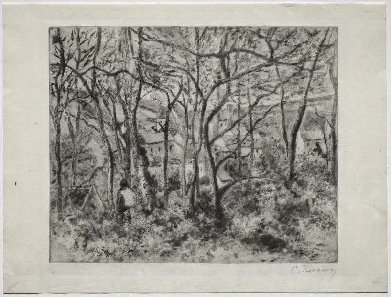 Skogslandskap vid L'Hermitage, Pontoise av Camille Pissarro