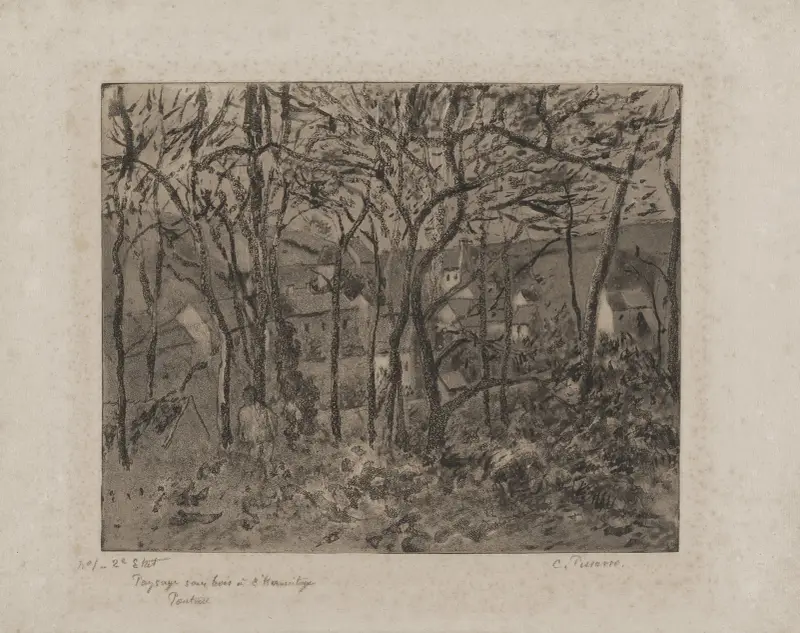 Skogslandskap vid l'Hermitage av Camille Pissarro