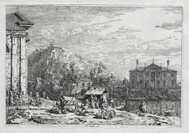 Eine Stadt jenseits eines Flusses von Canaletto