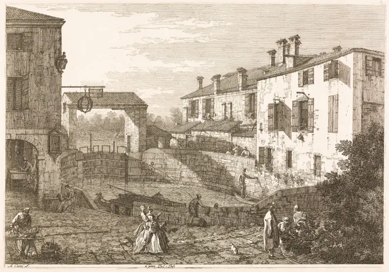 Slussen vid Dolo av Canaletto