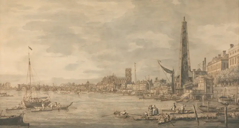 London från York Water Gate av Canaletto