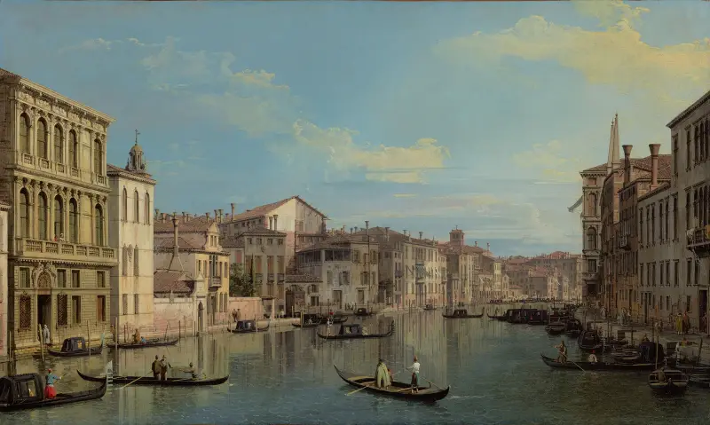 Stora kanalen i Venedig från Palazzo Flangini till Campo San Marcuola av Canaletto