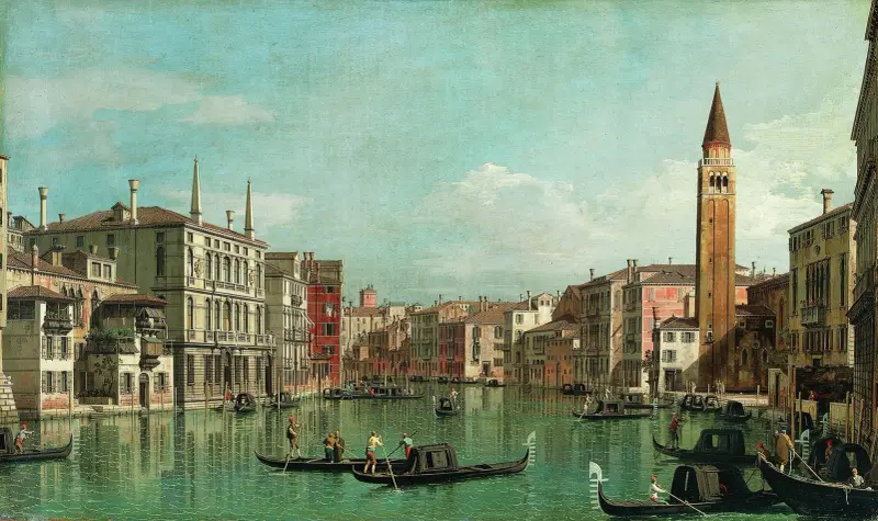 Canal Grande i Venedig, mot sydost, med Campo della Carità till höger av Canaletto