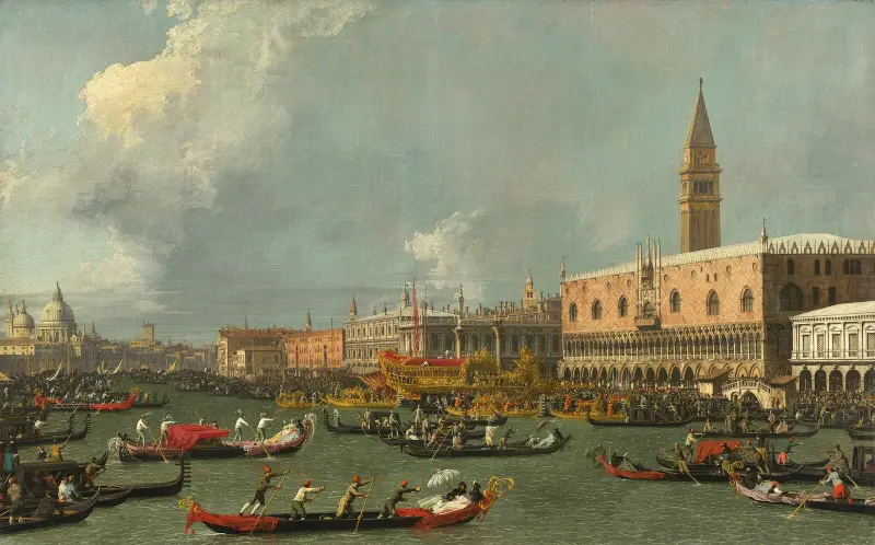 Venedig, Bucintoros återkomst på Kristi himmelsfärdsdag av Canaletto