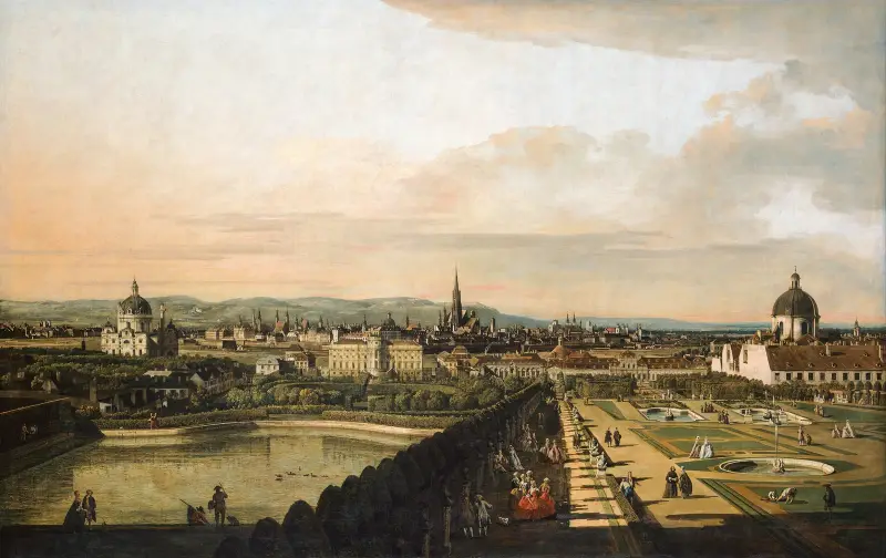 Wien sett från Belvederepalatset av Canaletto