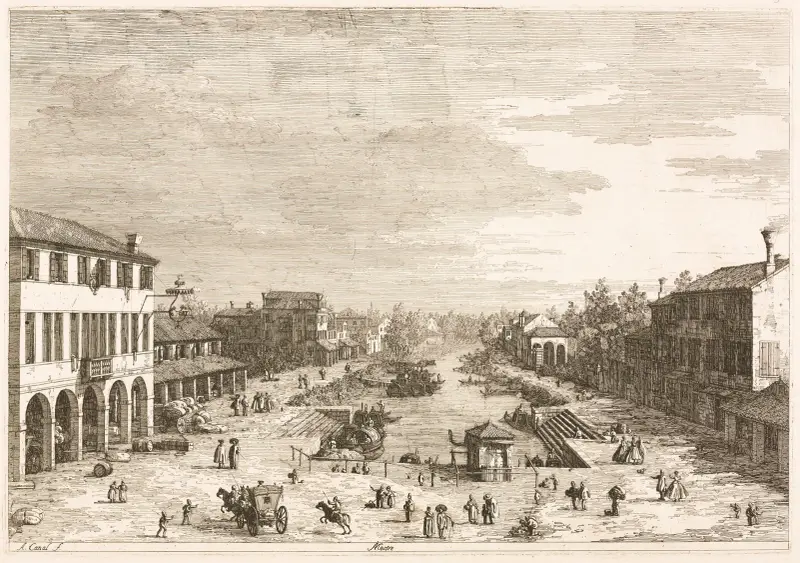 Vyer över Mestre, en stad i provinsen Venedig av Canaletto