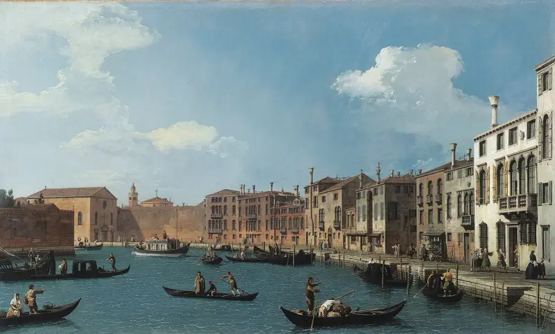 Vy över kanalen Santa Chiara i Venedig av Canaletto