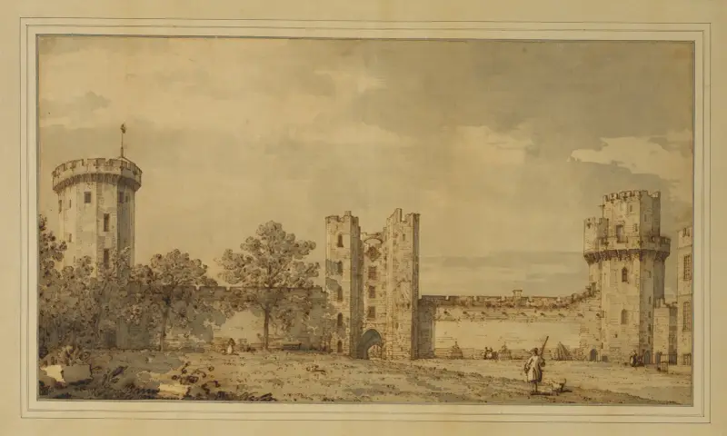 Warwick Castle; die Ostfassade vom Innenhof von Canaletto