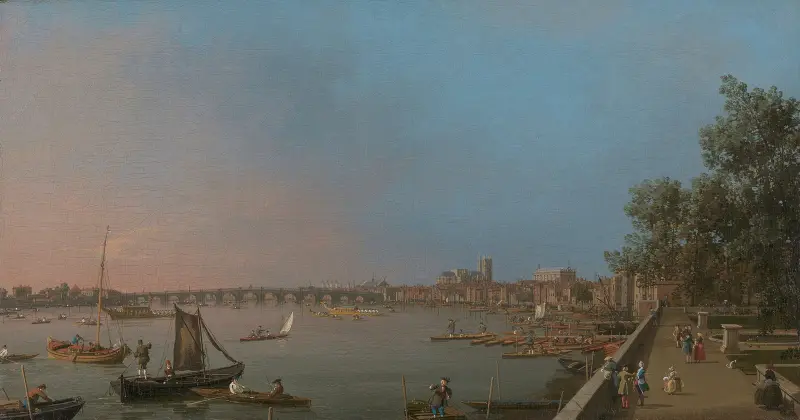 Westminster från nära terrassen vid Somerset House av Canaletto