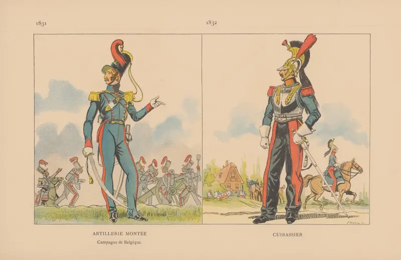 Ridande artilleri. Fälttåget i Belgien. 1831, kyrassiär. 1832 av Caran d'Ache