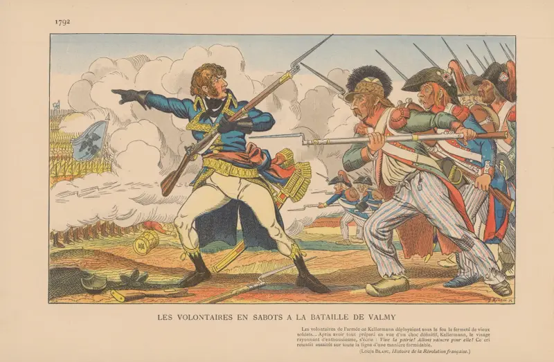 Volontärerna i träskor vid slaget vid Valmy. 1792 av Caran d'Ache